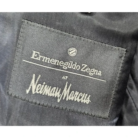 Ermenegildo Zegna Windowpane Sport Coat Jacket Double Breasted Blue MENS SIZE 54